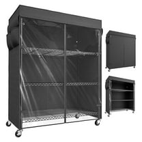 LILEYI 4-Tier Storage Shelves Wire Shelving Unit with Cover & Wheels, Heavy Duty Metal Shelving for Dorm Storage Shelves, Garage Storage Rack Commercial Shelf, 36" W*14.3" D*56.5" H