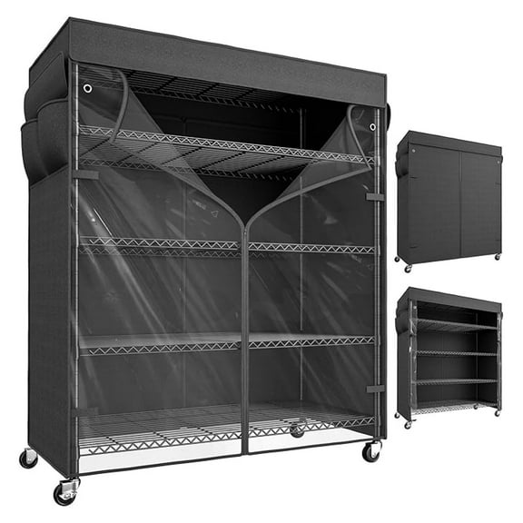 LILEYI 45''W Storage Shelves Waterproof Metal Shelving Cover Dustproof Wire Shelving Unit Covers Garage Storage Rack Wire Shelf for Kitchen Pantry Office College, 45Wx17.72Dx72.83H