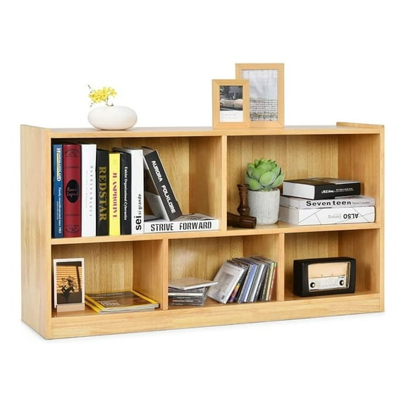 LILEYI 5 Cube Bookcase, 2 Tier Wooden Storage Open Bookshelf, Multipurpose Display Storage Cabinet for Living Room, Bedroom, Hallway, Kid's Playroom, Reading Nook (Yellow)