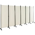 thumbnail image 1 of LILEYI 6 Panel Room Divider, 132W x 68H Large Folding Privacy Screen, Rolling Partition Room Dividers for Home Office Studio Separation, Freestanding Fabric Wall Divider Screen on Wheels, Beige, 1 of 16