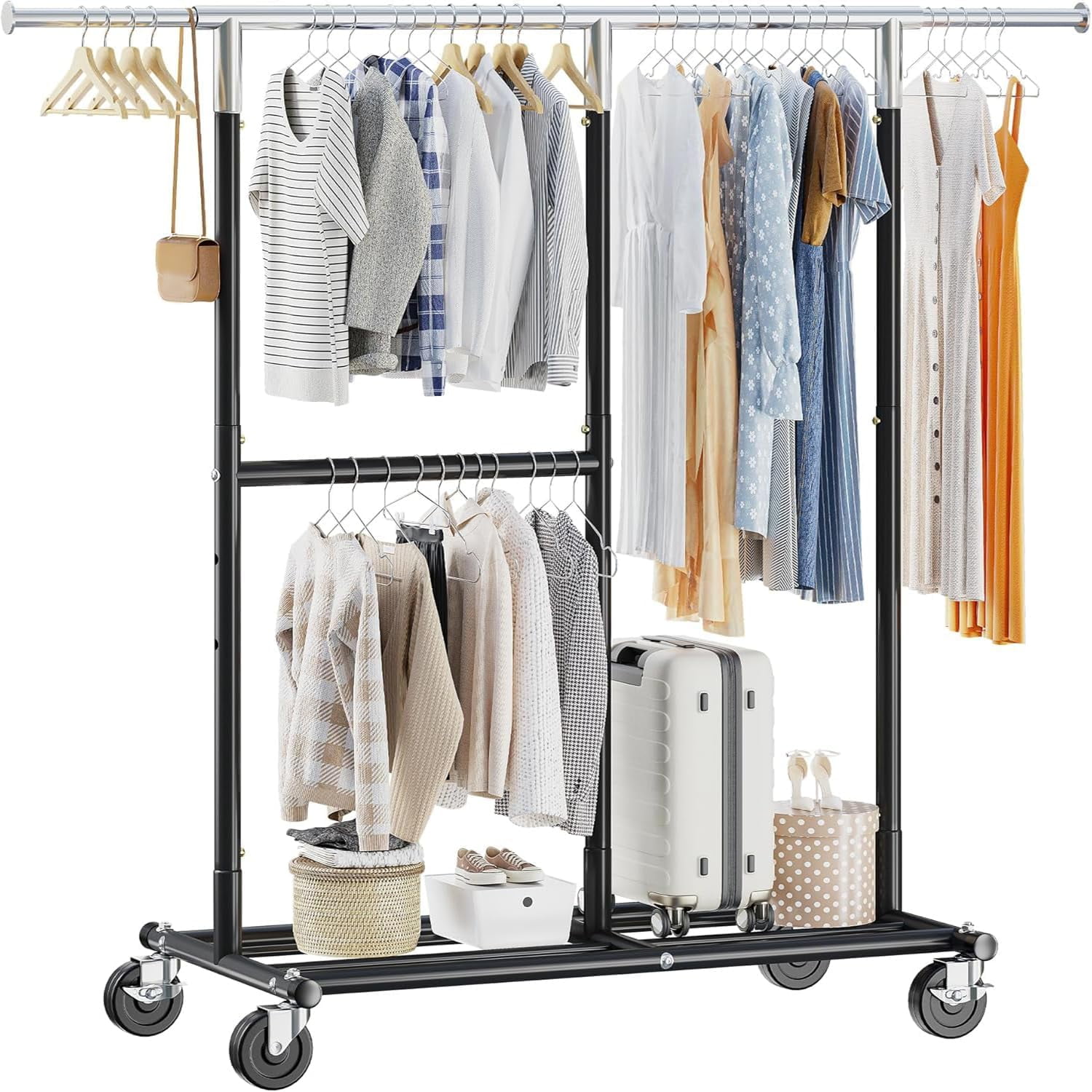LILEYI Clothes Rack Heavy Duty 405LBS, Clothing Racks for Hanging ...
