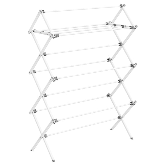 LILEYI Foldable Clothes Drying Rack, Laundry Drying Rack, Clothes Airer, Steel Frame, 14.6 x 36.6 x 53.2 Inches, Easy Assembly, Indoor Outdoor Use, Pearl White ULLR771W01