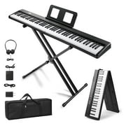 LILEYI Foldable Keyboard Piano 88 Keys Digital Piano with Adjustable Dual "X" Shape Stand, Portable Bag, Professional Pedal, Stereo Headphones & Smart MIDI Bluetooth Function(Semi Weighted Key-Black)