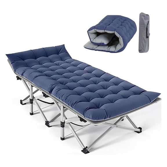 LILEYI Folding Camping Cot for Adults, Heavy Duty Sleeping Cot with Mattress, Portable Military Cot, Double Layer Oxford Strong Heavy Duty Sleeping Cot, Supports Up to 600-880 lbs