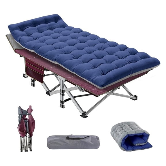 LILEYI Folding Camping Cots for Adults, Folding Cot with Mattress, Camping Foldable Bed, Portable Military Cot, Double Layer Oxford Strong Heavy Duty Sleeping Cots w/Carry Bag for Camp Office Trave