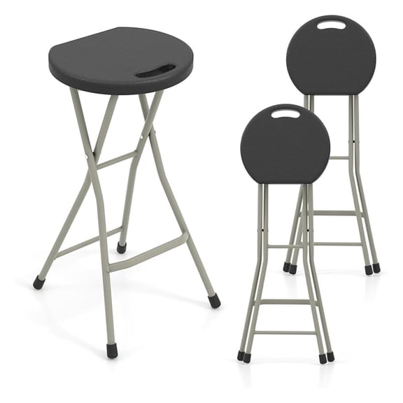 LILEYI Folding Stool, 28in Portable Collapsible Bar Stool with Handle & Steel Frame, 330lbs Sturdy Foldable Lightweight Metal Chair for Home Kitchen Bar, Assembly Free (Set of 3, 28inch)