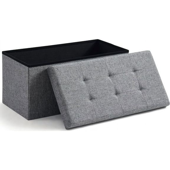 LILEYI Folding Storage Ottoman with Storage Bench, Large Storage Ottoman Bench, Storage Chest, Foot Rest Stool, Bedroom Bench with Storage - (Gray)