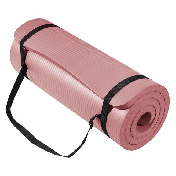 LILEYI GoCloud 71x24 Inches Extra Thick Yoga Mat 1-Inch High-Density Foam – Roll-Up Exercise Pad with Double-Sided Non-Slip Surface and Carrying Strap for Pilates and Home Workouts