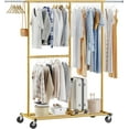 thumbnail image 1 of LILEYI Heavy Duty Clothes Rack Load 405 LBS, Metal Garment Rack, Clothing Racks for Hanging Clothes with Wheels, Rolling Commercial Portable Rack, Gold, 1 of 8
