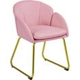 thumbnail image 1 of LILEYI Modern PU Leather Armchair, Flower Shaped Makeup Chair Vanity Chair with Golden Metal Legs for Living Room/Makeup Room/Bedroom/Home Office/Kitchen, Simple Pink, 1 of 10