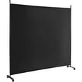 thumbnail image 1 of LILEYI  Room Divider Large Single Panel, 73W x 73H Privacy Screen with Lockable Wheels, Rolling Room Divider Panel for Home Office Studio, Partition Fabric Wall Divider for Room Separation, Black, 1 of 15