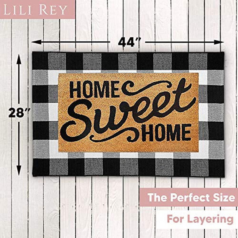 LILI REY Buffalo Plaid Rug 28"x44" Premium Black and White Checkered Rug, Buffalo Plaid