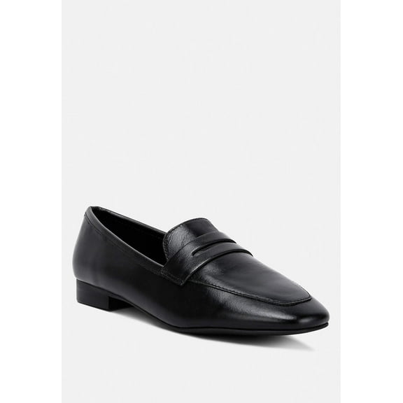 LILIANA Black Classic Leather Penny Loafers