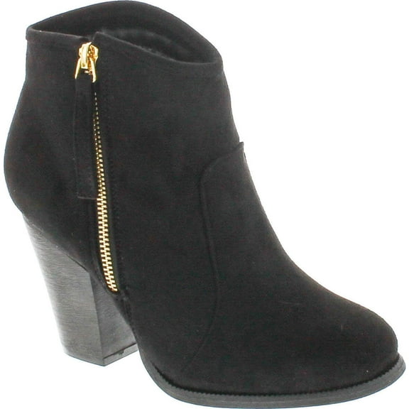 LILIANA ROMANE-1 Women's Chunky Heel Riding Ankle Booties, Black, 6