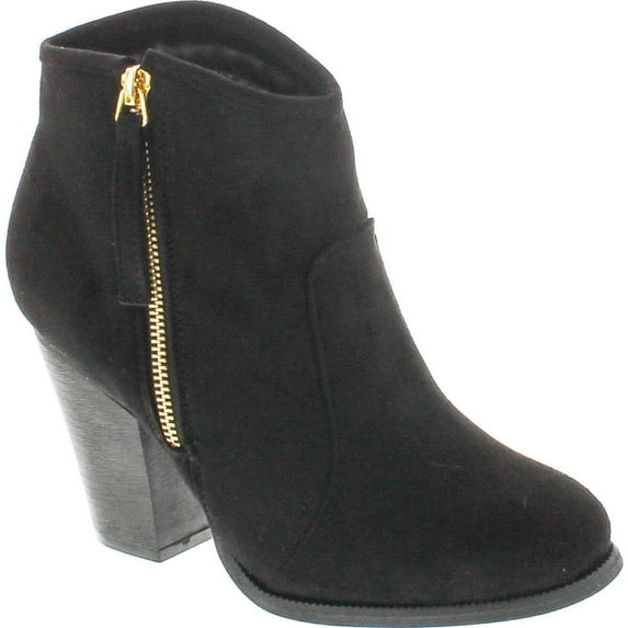 LILIANA ROMANE-1 Women's Chunky Heel Riding Ankle Booties, Black, 8.5