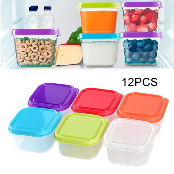 LILIANG 12PCS Small Containers with Lids 3.4oz Mini Plastic Food Storage Jars, Reusable BPA-Free