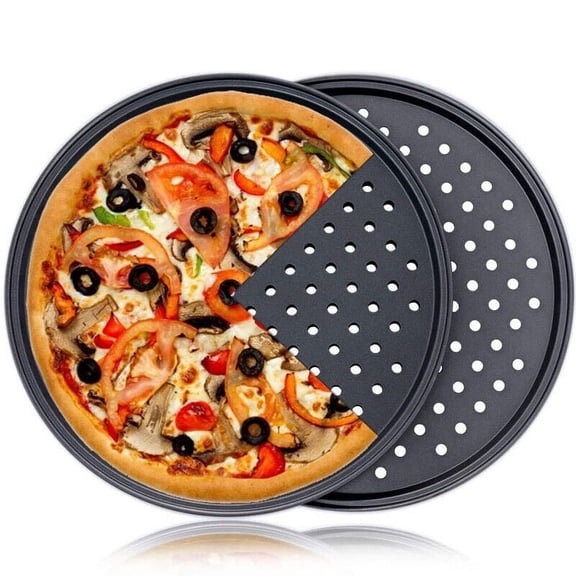 LILIANG 2 Pack Pizza Crisper Tray Non-Stick 9-12'' Round Pizza Pan with Holes Baking Oven Tray