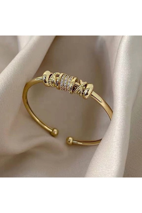 9ct Gold Bangle Ball Open Torque Bangle for Women with Cubic Zirconia Bracelet