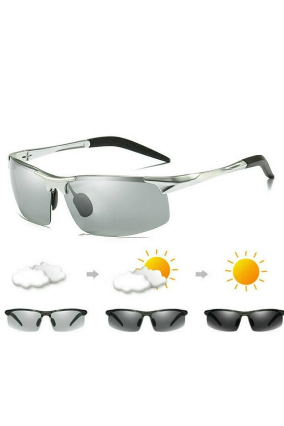 Aluminium Mens Photochromic Polarized Sunglasses UV400 Sport Driving Eyewear