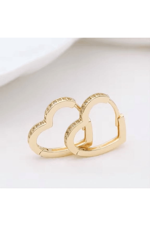 Heart Hoop Earrings - 9CT Gold Heart Earrings for Women, Ideal Gifts for Girlfriend or Cute Valentines Day Gifts for Her, 13.5mm