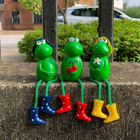 LILIANG Set of 3 Outdoor Garden Ornaments Frog Sitting Toad Plant Pot Perchers