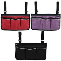 LILIANG Wheelchair Side Bag with Compartments, Wheelchair Armrest Accessories Pouch Storage Bag