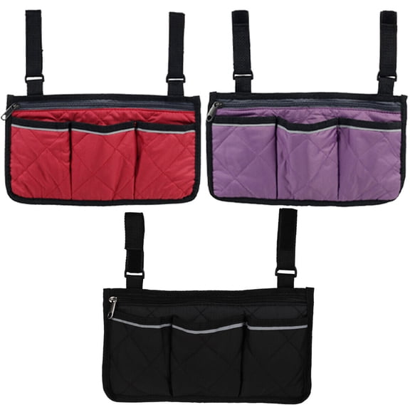 LILIANG Wheelchair Side Bag with Compartments, Wheelchair Armrest Accessories Pouch Storage Bag