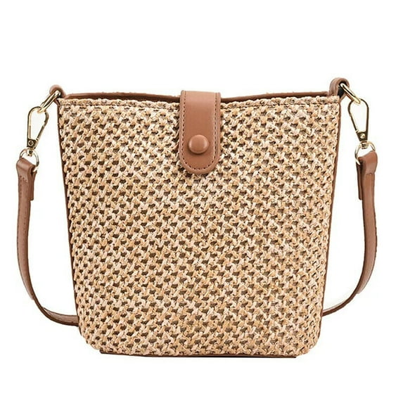 LILIANG Women Straw Woven Zipper Purse Crossbody Bag Shoulder Bag Summer Beach Bag