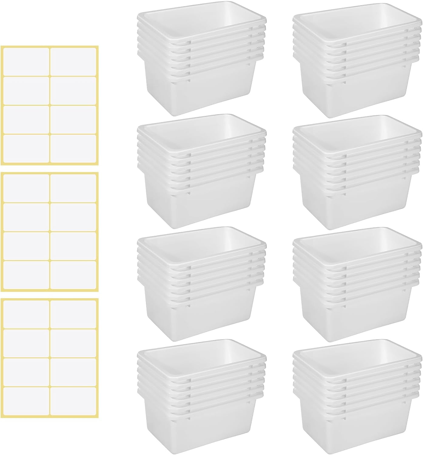 LILIUPENG 24 Pack White Plastic Storage Bins Bulk Cubby Storage Bins