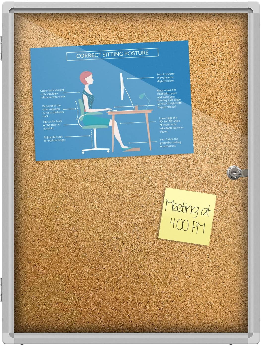 LILIUPENG Indoor Aluminum Frame Wall Mount Enclosed Cork Bulletin Board