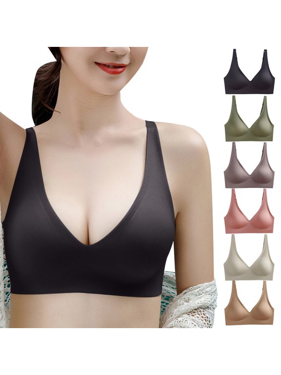 2026 Jelly Bras for Women Deep V Supportive Wireless Push Up Anti-Sag Bra Full Coverage No Underwire Seamless Plus Size Bra for Older Women