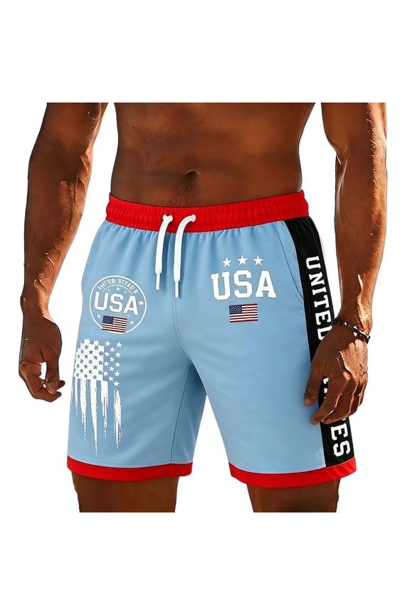 250 Anniversary USA Swim Trunks for Men 2 in 1 Baggy Patriotic American Flag Print Short Pants Quick Dry 4th of July Outfits Independence Day Board Short with Liner