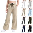 thumbnail image 1 of LILIYA Back to School Flare Sweatpants for Girls Drawstring Bootcut Joggers Pants | Wide Straight Leg Baggy School Uniform Sweatpants Elastic Waist Youth Trousers Bell Bottom Preppy Clothes, 1 of 5