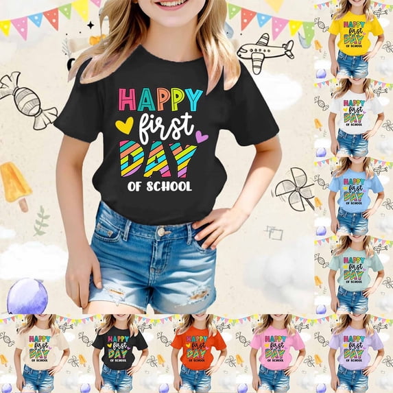 LILIYA Back To School Shirt Kids Kindergarten Pre K First Grade Trendy Graphic Short Sleeve T-Shirt Toddler Girl Summer Clothes