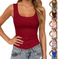 thumbnail image 1 of LILIYA Basic Tank Tops for Women Long Classic Plain Color Summer Tank Tops Adjustable Straps Soft V Neck Sleeveless Camisole Undershirt Basic Tanks Top, 1 of 5