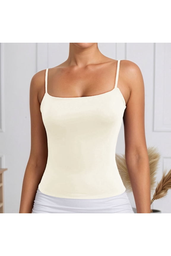 Basic Tank Tops for Women Ribbed Trendy Plain Summer Tank Tops Adjustable Tunic Crew Neck Sleeveless Sweaters Womens Camisole 2026 Basic Cami Shirts
