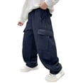 thumbnail image 1 of LILIYA Boys Cargo Pants Straight Leg Casual Trousers For Big Kids Loose Fit Comfortable Long Wide Style, 1 of 3