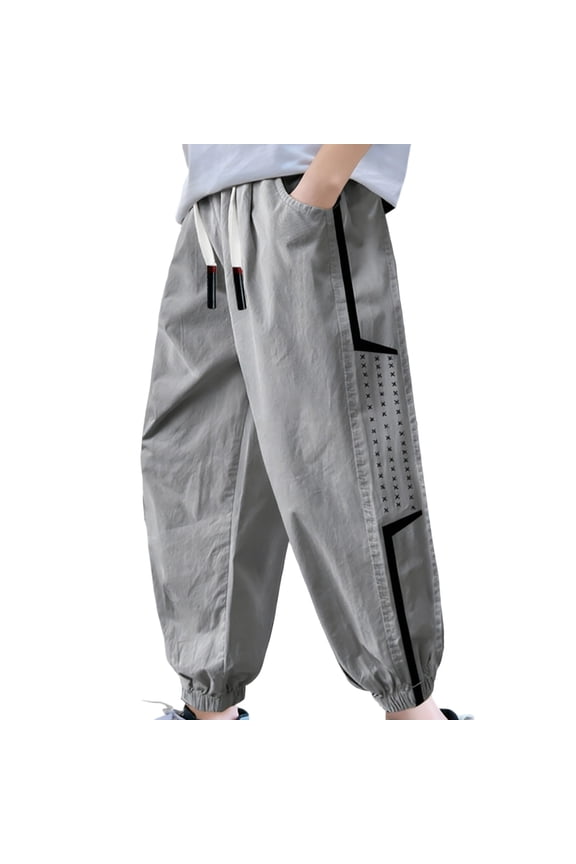 Boys Lightweight Ice Silk Pants Breathable Summer Casual Trousers For Kids Soft Smooth Play Indoor Outdoor Comfort Elastic Waistband