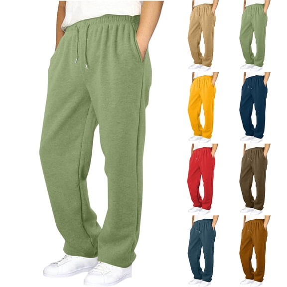 LILIYA Boys Wide Straight Leg Sweatpants Adjustable Drawstring Open Bottom Relaxed Fit Outdoor Athletic Pants Workout High Waisted Sweatpants with Side Pocket 11-12 Years