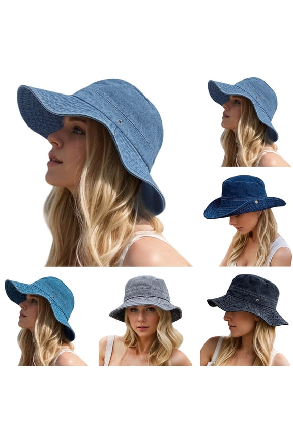 Bucket Hat for Women Men Wide Brim Packable Sun Hat Denim 2026 Summer Beach FashionTravel Outdoor Fishing Cap