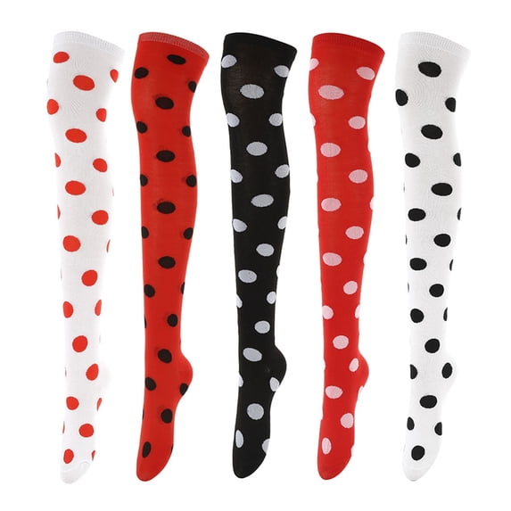 LILIYA Christmas Stockings, Over Knee Socks Ladybug Polka Dot Print ...