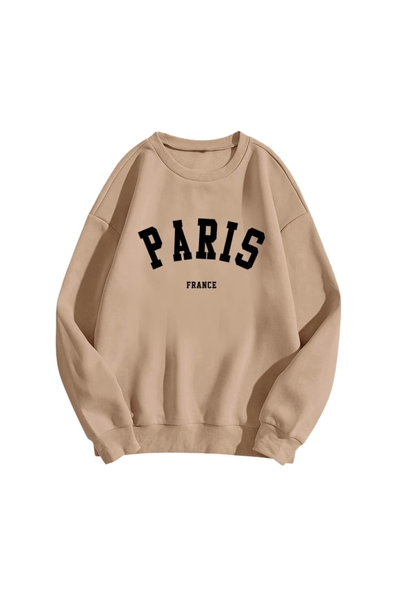 College Sweatshirt for Women Letter Print Oversize Long Sleeve Comfy Crewneck Sweatshirts Casual Graphic Pullover Tops Unisex 2026