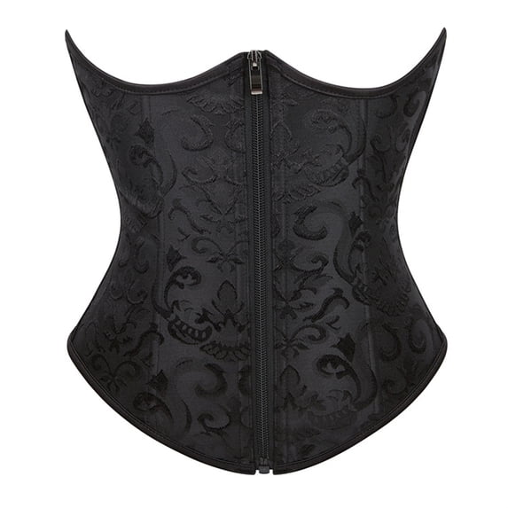 LILIYA Corset Belt for Women Short Zip Up Underbust Waist Cincher Shapewear with Boned Support and Torso Control for Halloween Party Events