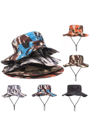 Cotton Bucket Hat for Adults Wide Brim UV Protection Camo Fisherman Sun Hat Breathable Packable Visor Cap for Men Women Beach Fishing Hiking
