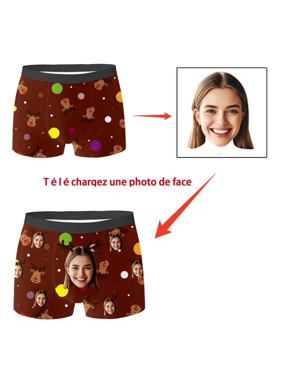 Custom Photo Boxer Briefs for Him, Mens Moisture Wicking Underwear, Personalized Face Underwear, Breathable Soft Briefs, Boxer Briefs for Men