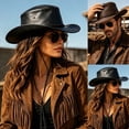 thumbnail image 1 of LILIYA Fedora Hat, Western Style Cowboy Hat for Men Women | Shapeable Wide Brim, Adjustable Fit for Large Heads with Chin Strap, Breathable & Packable, UPF 50+ Sun Hats, 1 of 6