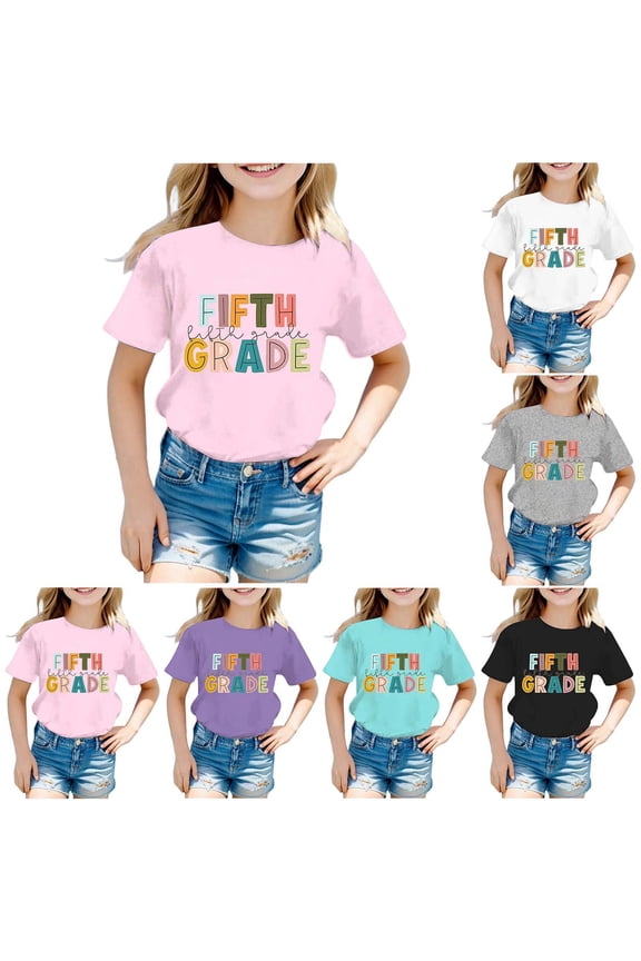 First Day Of School Shirt Kids Kindergarten Pre K First Grade Trendy Short Sleeve Shirts Cotton T-Shirt Little Kids Casual Clothes