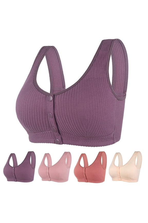 Full-Freedom Front Closure Bra, Wireless Cotton Sleep Bras Back Support Posture Bra for Women Small to Plus Size