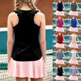 thumbnail image 1 of LILIYA Girl's Summer Workout Tank Tops Kids Ruffle Sleeveless Racerback Crewneck Casual Loose Fit Shirts Running Gym Athletic Cozy Yoga Tee Shirts, 1 of 8