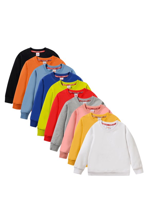 Girls/Boys Long Sleeve Sweatshirt Pullover Tops Girls' Soft T-Shirts Basic Crewneck Drop Shoulder T-Shirts Top for Youth Girls Everyday Wear and Outdoor Activities